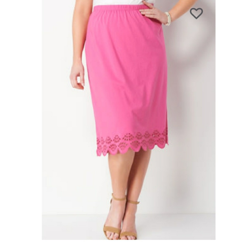 PLUS SIZE KNIT EYELET SKIRT